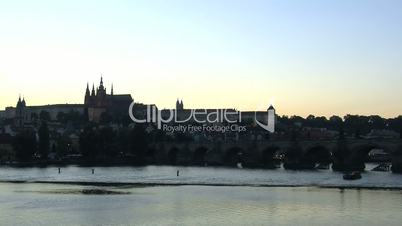 Evening time lapse of the Charles Bridge,Prague,Czech Republic