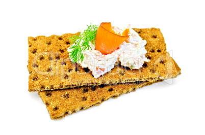 Bread with mayonnaise and salmon