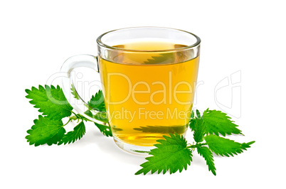 Herbal tea in a mug with nettles