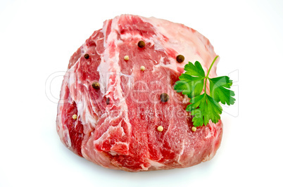 Meat whole piece with pepper and parsley