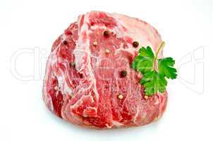 Meat whole piece with pepper and parsley