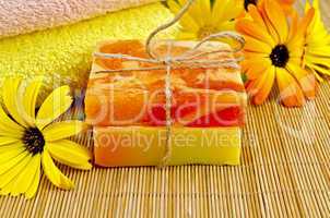 soap homemade orange and yellow with marigold