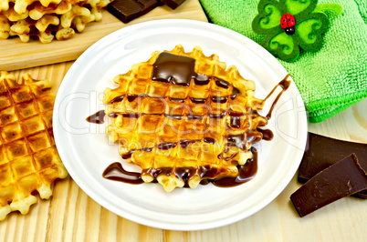 Waffles circle with chocolate and green napkin