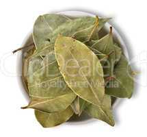 Bay leaves in plate isolated