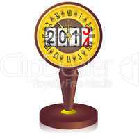 Vintage  clock shortly before midnight with 2014 New Year counte