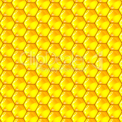 Golden  cells of a honeycomb pattern. Vector illustration.