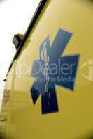 Blue star paramedics logo yellow ambulance car