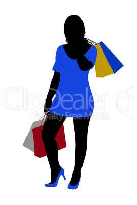 silhouette of a woman shopping