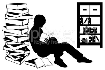 Silhouette Of A Girl Reading A Book