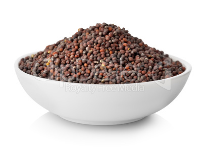 Black mustard seeds in plate