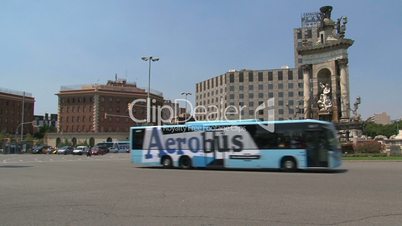 Plaa d'Espanya aerobus passing by,Barcelona,,Spain