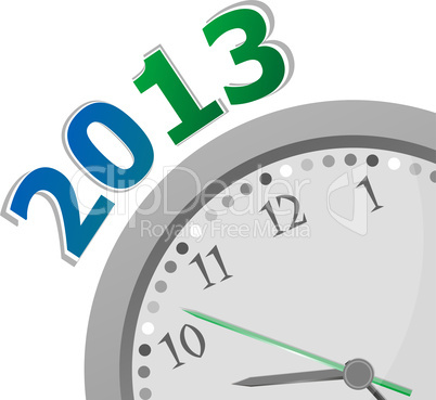 new year 2013 concept clock closeup on whte background