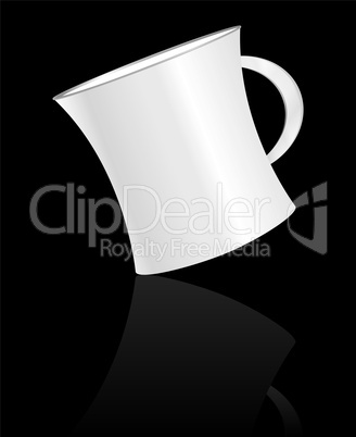 white coffee cup on black background