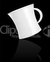 white coffee cup on black background