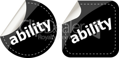 ability word black stickers set icon button