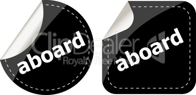 aboard word black stickers set icon button