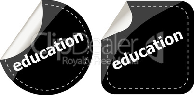 black education stickers set on white, icon button