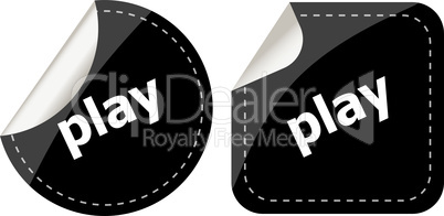 black play stickers set on white, icon button