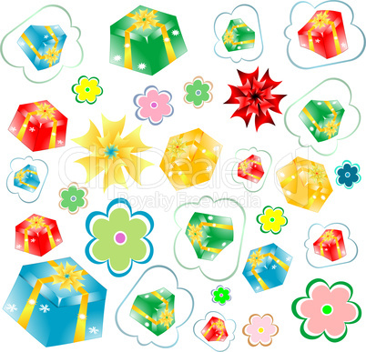 seamless background of gift boxes with different pattern