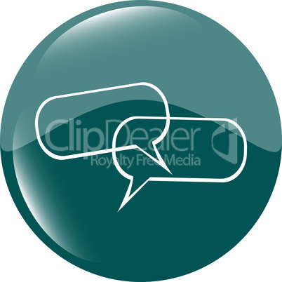 Green glossy empty speech bubble web button icon