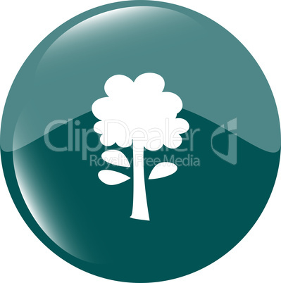 Tree icon on round button collection original illustration