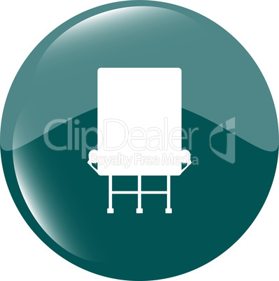 glossy rounded icon button with billboard isolated over white background