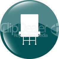 glossy rounded icon button with billboard isolated over white background