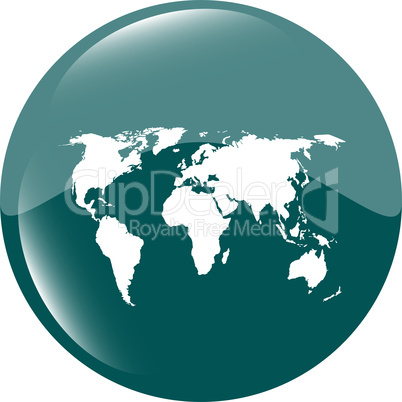 Globe icon, earth world map on web button