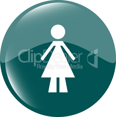 woman round glossy web icon on white background