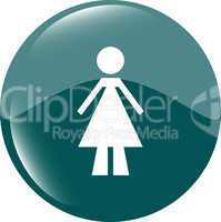 woman round glossy web icon on white background