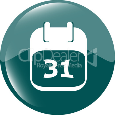 calendar apps icon glossy button. day 31
