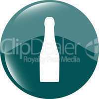 bottle with drink - icon glossy button isolated