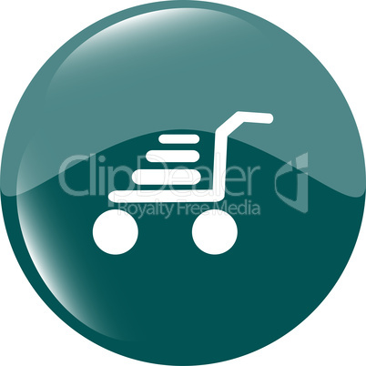 Shopping cart icon on round internet button original illustration