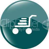 Shopping cart icon on round internet button original illustration