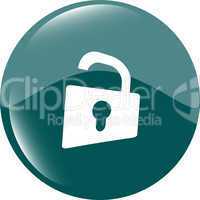 Padlock icon web sign. Rounded button