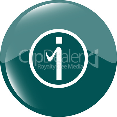 glossy web button with information sign. Rounded shape icon