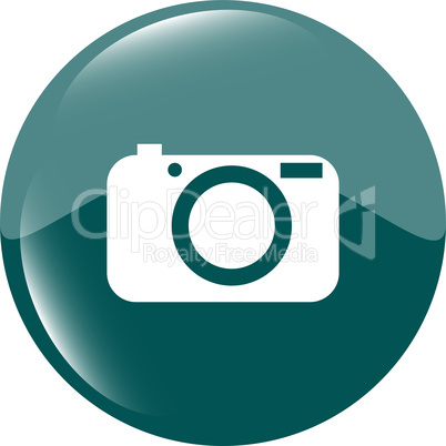 Camera icon on round internet button original illustration