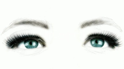 Large eyes of the woman. Tinted green