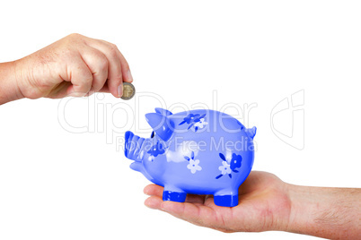 Put money in piggy bank
