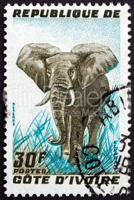 postage stamp ivory coast 1966 african elephant, animal