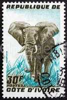 postage stamp ivory coast 1966 african elephant, animal