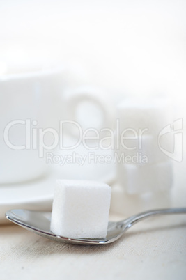 Italian espresso coffee and sugar cubes