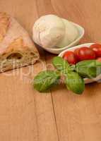 Italian cooking ingredients with ciabatta