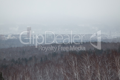 overlook on  city in the winter afternoon