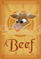 Vintage beef meat poster