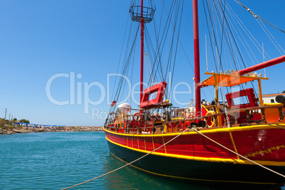 Sailing ship.  Sissi, Crete, Greece