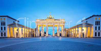 Brandenburger Tor (Brandenburg Gate) panorama, famous landmark in Berlin Germany at night