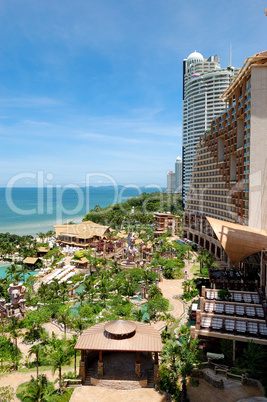 Beach of the modern luxury hotel, Pattaya, Thailand