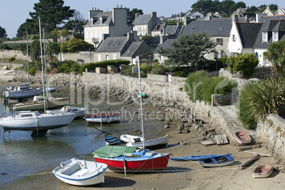 Boote auf der Ile de Batz, Bretagne, Frankreich