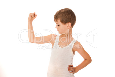 Boy showing his muscle